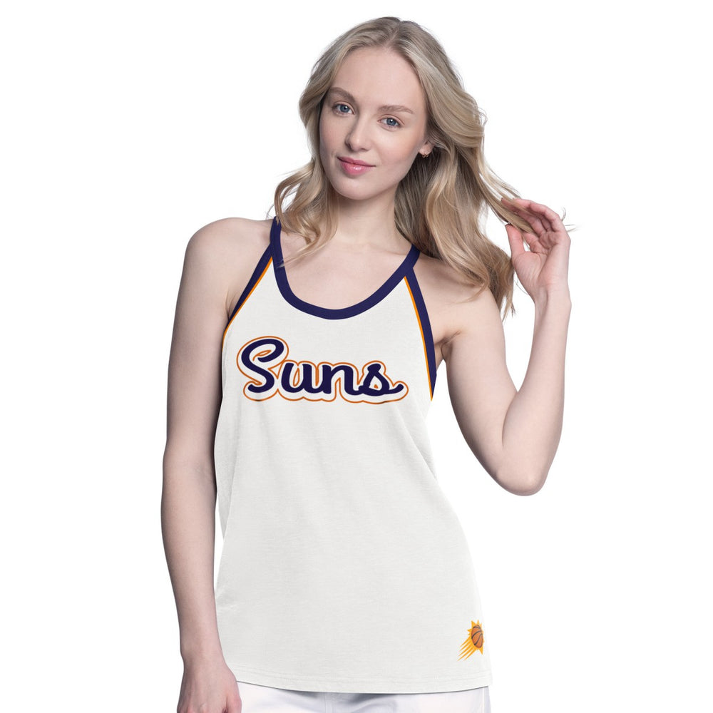 Phoenix Suns G-III 4Her by Carl Banks Women's Curveball Racerback Scoop Neck Slub Tank Top - White on sale