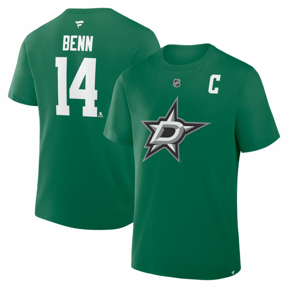 Jamie Benn Dallas Stars Fanatics Captain Authentic Stack Name & Number T-Shirt Kelly Green
