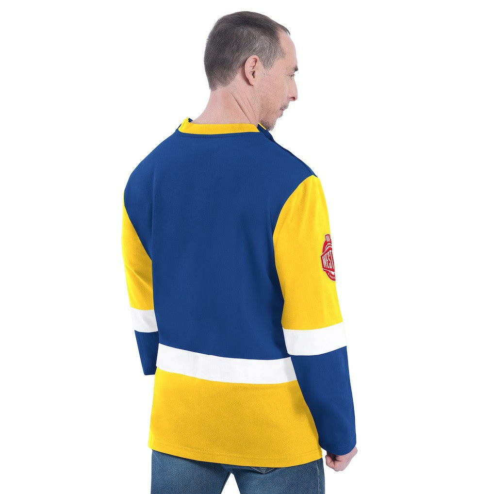 Golden State Warriors G-III Sports by Carl Banks Adaptive Rugby Long Sleeve Top sale - Royal discount