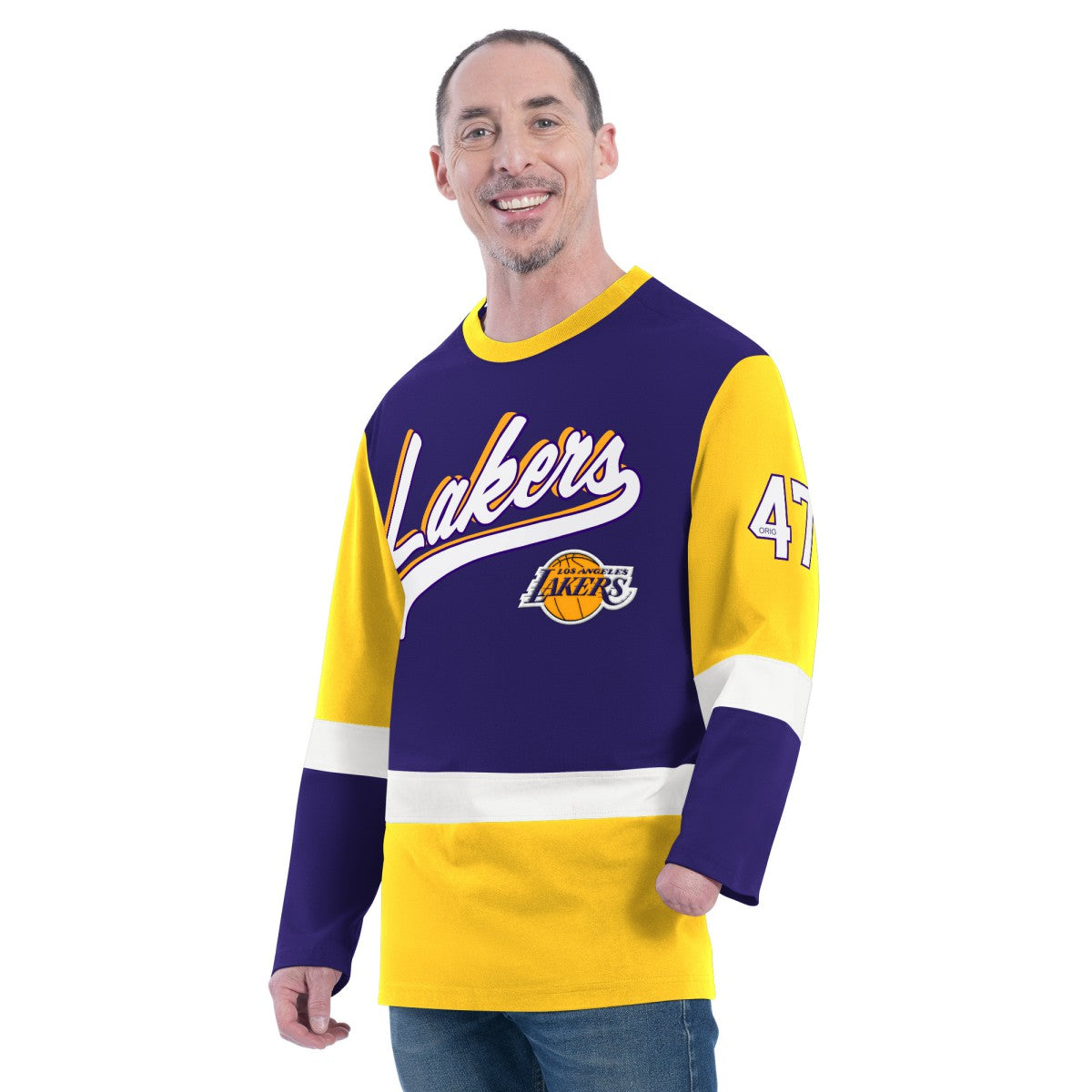 Los Angeles Lakers G-III Sports by Carl Banks Adaptive Rugby Long Sleeve Top - Purple cheap