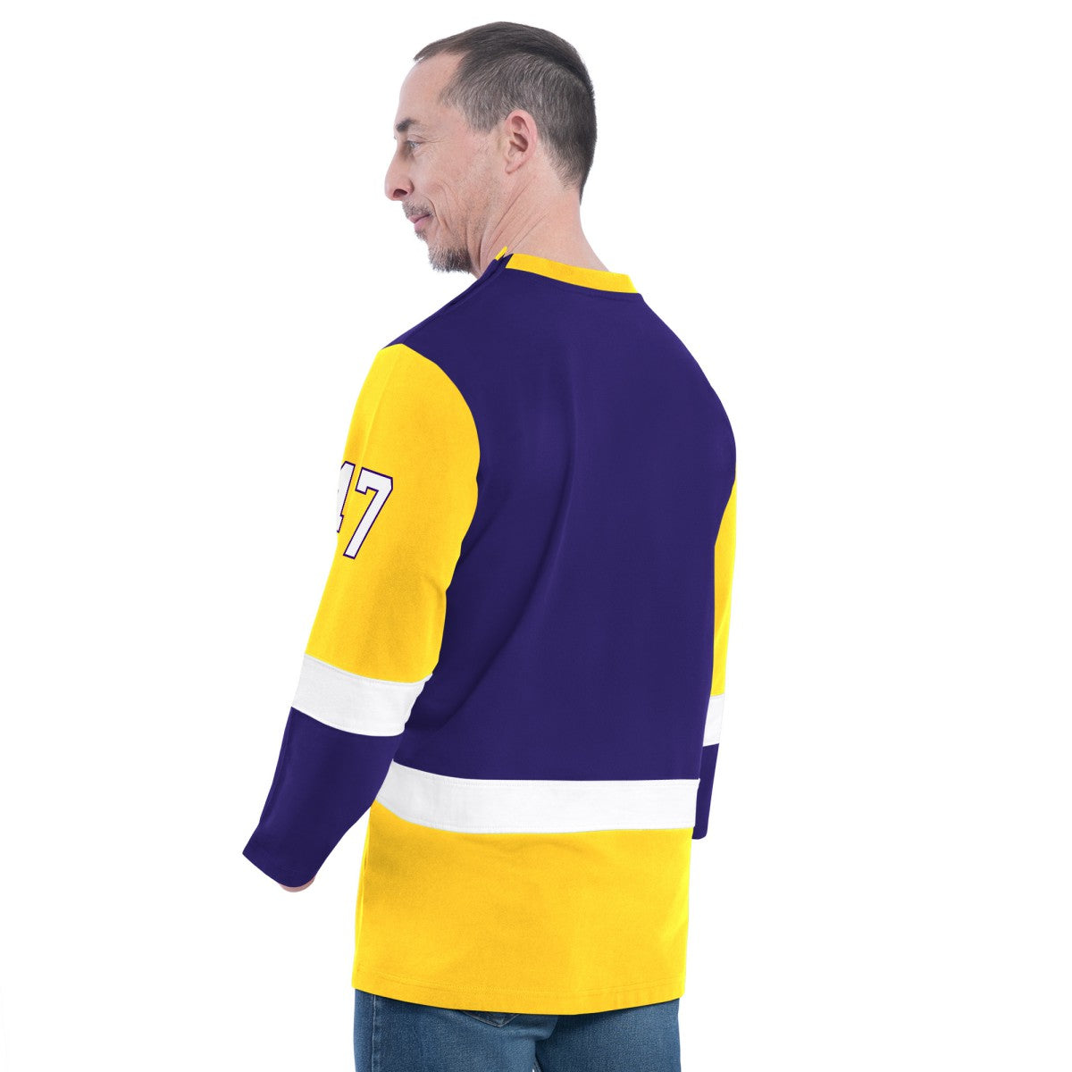 Los Angeles Lakers G-III Sports by Carl Banks Adaptive Rugby Long Sleeve Top - Purple cheap