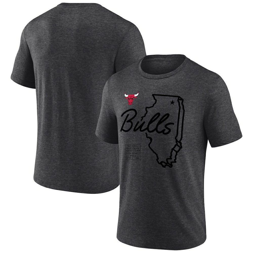 Chicago Bulls Announcer Tri-Blend T-Shirt - Charcoal shop
