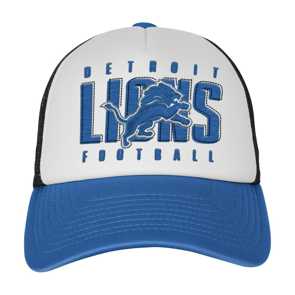 Detroit Lions Youth Essentials Trucker Adjustable Hat - White/Blue discount