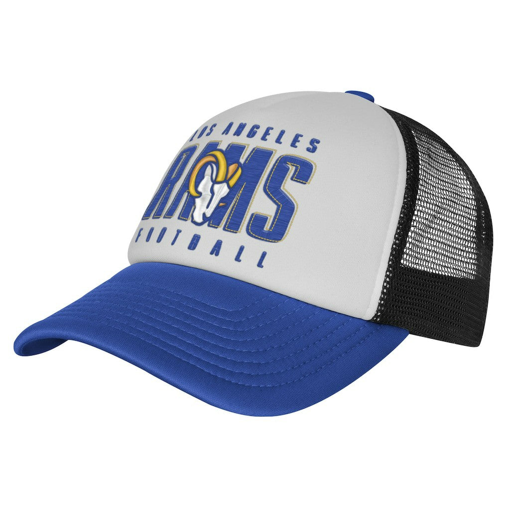 Los Angeles Rams Youth Essentials Trucker Adjustable Hat - White/Royal on sale