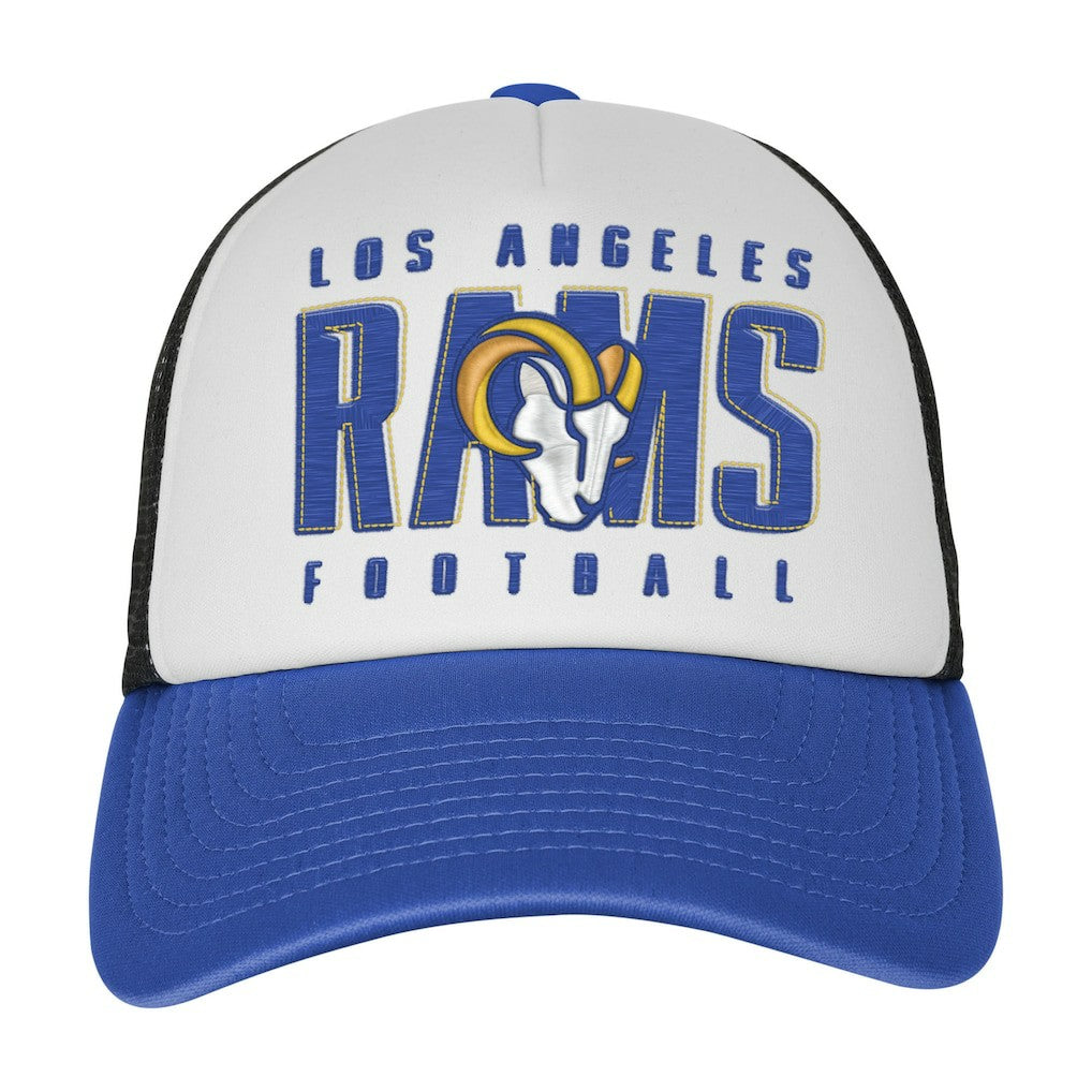 Los Angeles Rams Youth Essentials Trucker Adjustable Hat - White/Royal on sale