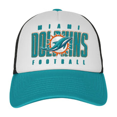 Miami Dolphins Youth Essentials Trucker Adjustable Hat - White/Aqua for sale