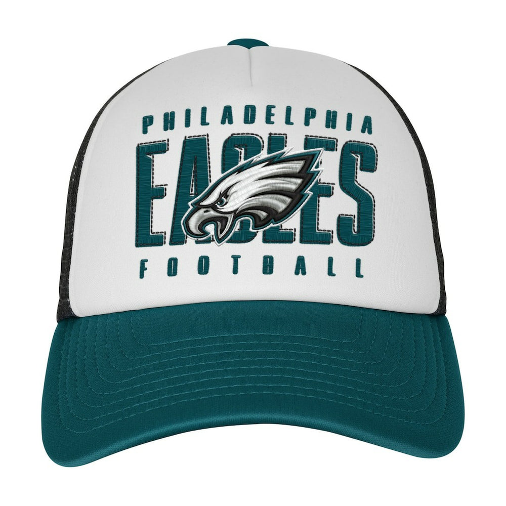 Philadelphia Eagles Youth Essentials Trucker Adjustable Hat - White/Midnight Green sale