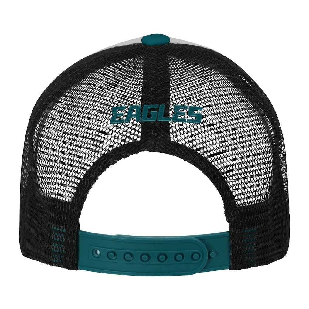 Philadelphia Eagles Youth Essentials Trucker Adjustable Hat - White/Midnight Green sale