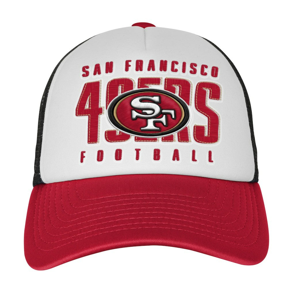 San Francisco 49ers Youth Essentials Trucker Adjustable Hat - White/Scarlet sale