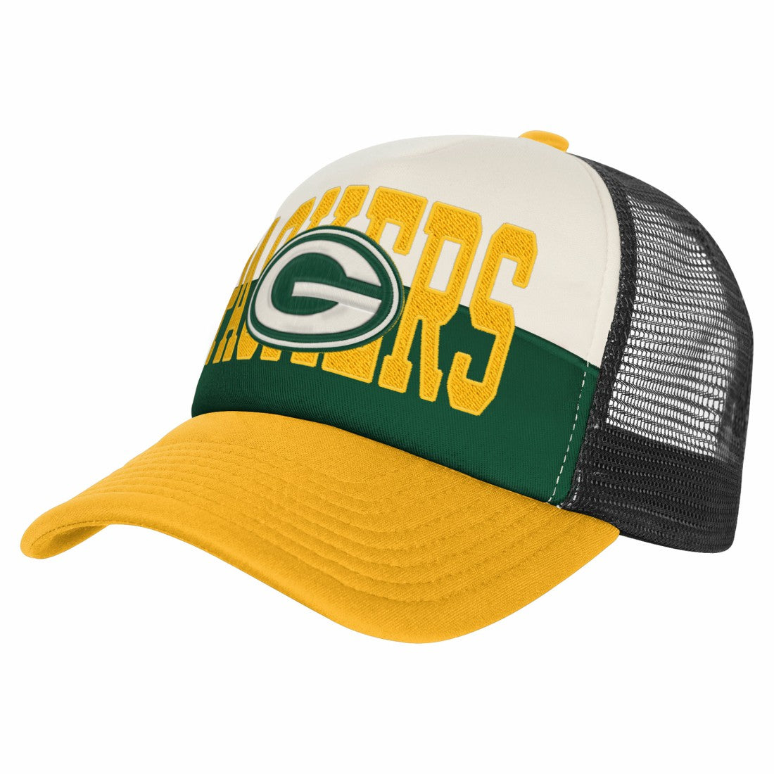 Green Bay Packers Youth Modern Fan Trucker Adjustable Hat - White/Gold on sale