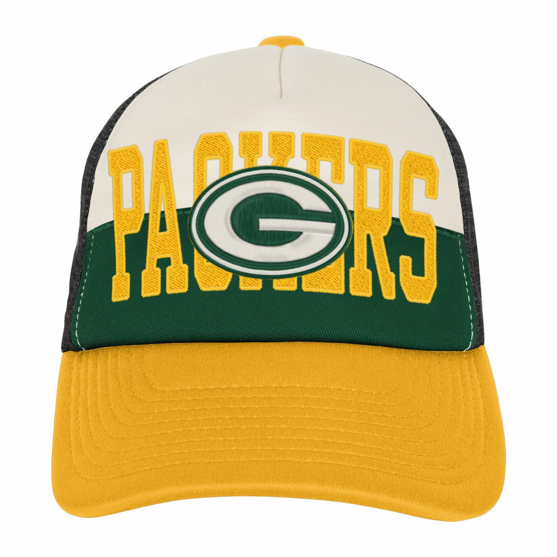 Green Bay Packers Youth Modern Fan Trucker Adjustable Hat - White/Gold on sale