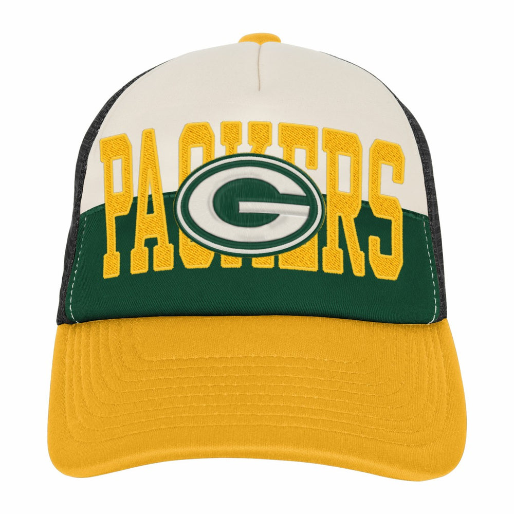 Green Bay Packers Youth Modern Fan Trucker Adjustable Hat - White/Gold on sale