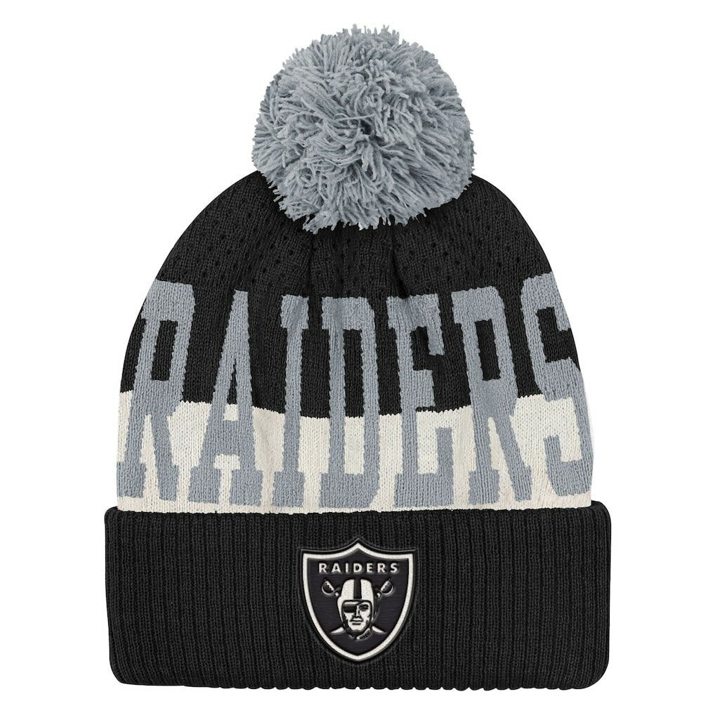 Las Vegas Raiders Outerstuff Youth Modern Fan Cuffed Knit Hat with Pom - Black cheap