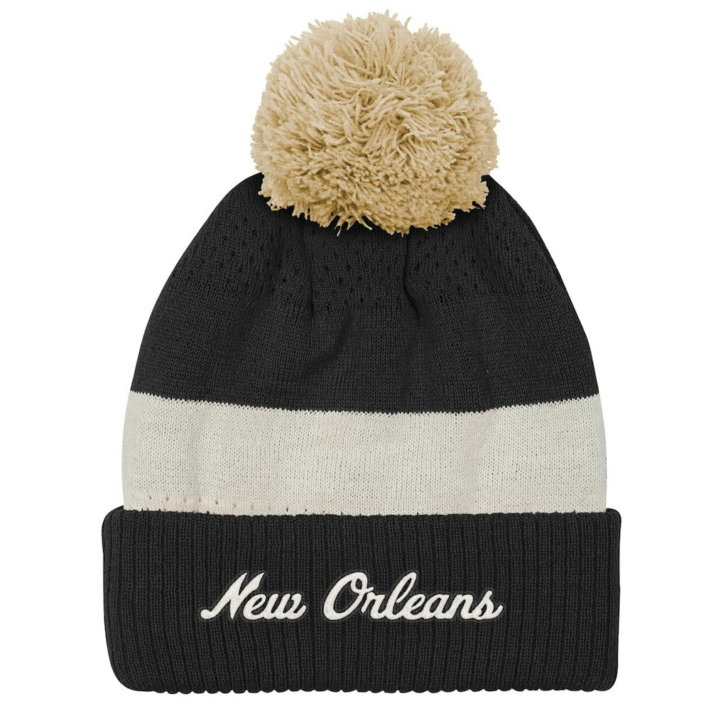 New Orleans Saints Outerstuff Youth Modern Fan Cuffed Knit Hat with Pom - Black for sale