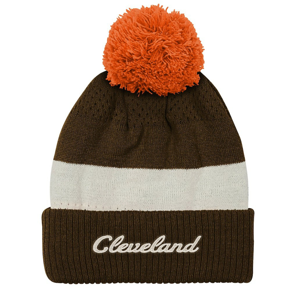 Cleveland Browns Outerstuff Youth Modern Fan Cuffed Knit Hat with Pom - Brown cheap