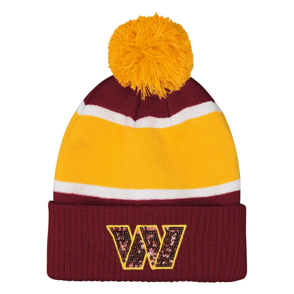 Washington Commanders Outerstuff Girls Let's Play Cuffed Knit Hat with Pom - Burgundy sale