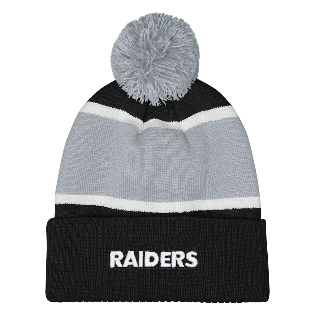 Las Vegas Raiders Outerstuff Girls Let's Play Cuffed Knit Hat with Pom - Black online