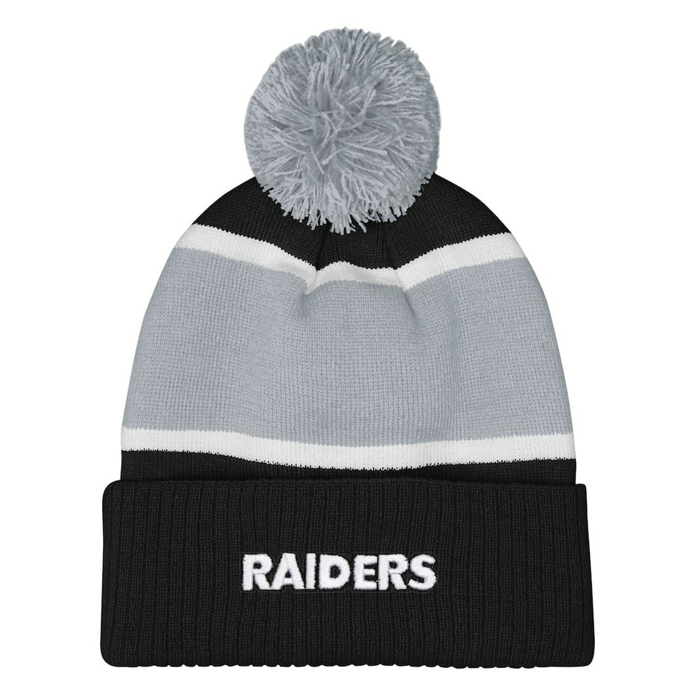 Las Vegas Raiders Outerstuff Girls Let's Play Cuffed Knit Hat with Pom - Black online