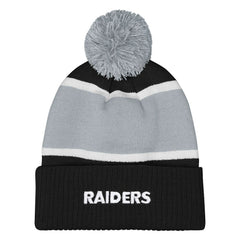 Las Vegas Raiders Outerstuff Girls Let's Play Cuffed Knit Hat with Pom - Black online
