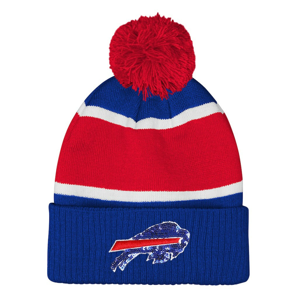 Buffalo Bills Outerstuff Girls Let's Play Cuffed Knit Hat with Pom - Royal on sale