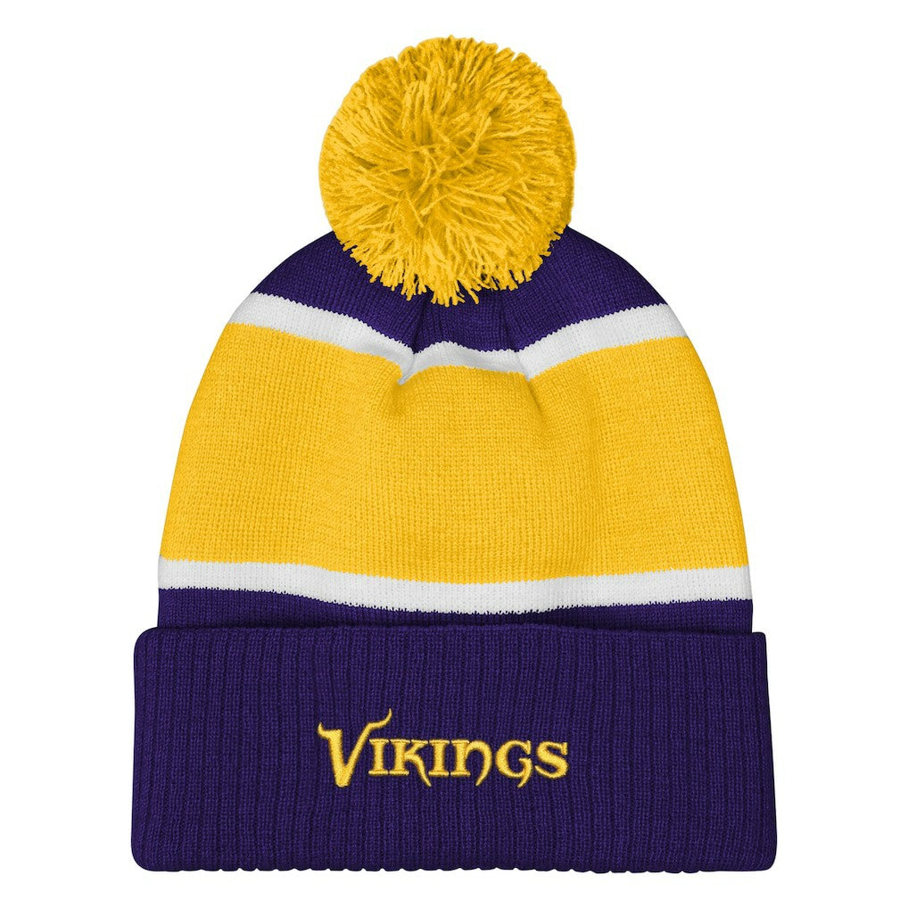 Minnesota Vikings Outerstuff Girls Let's Play Cuffed Knit Hat with Pom - Purple discount