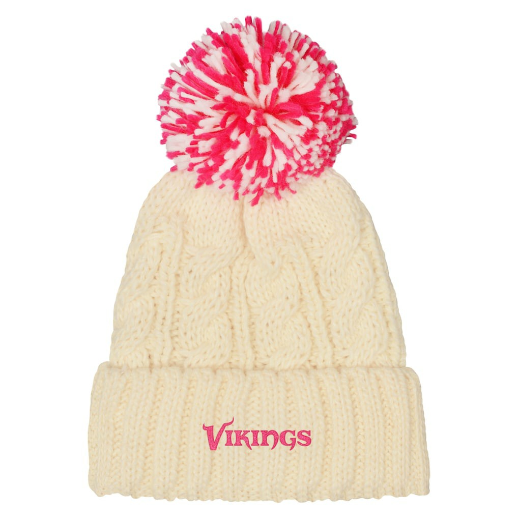 Minnesota Vikings Outerstuff Girls Cable Cuffed Knit Hat with Pom - White discount