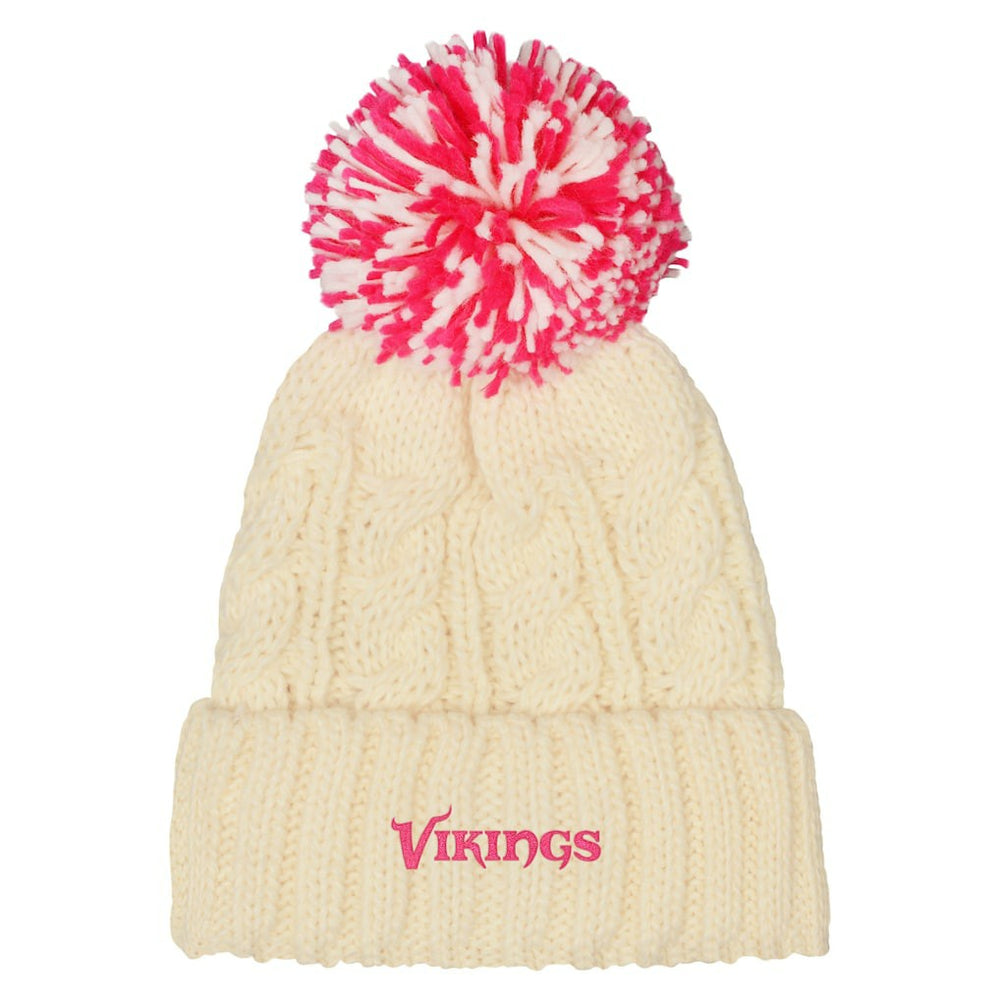Minnesota Vikings Outerstuff Girls Cable Cuffed Knit Hat with Pom - White discount