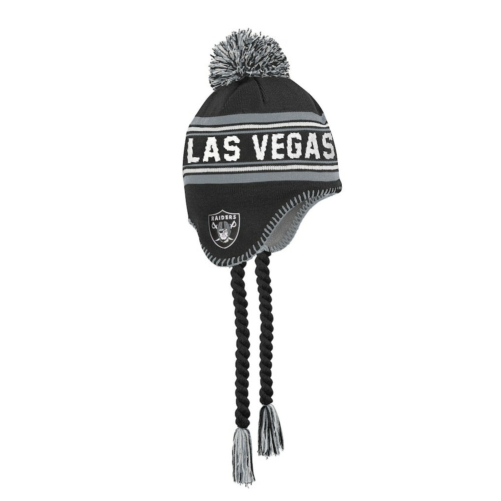 Las Vegas Raiders Outerstuff Youth Jacquard Tassel Knit Hat with Pom - Black on sale