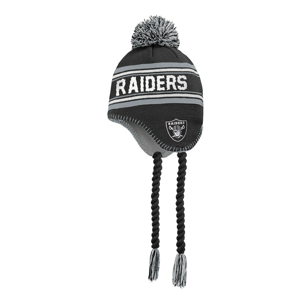 Las Vegas Raiders Outerstuff Youth Jacquard Tassel Knit Hat with Pom - Black on sale