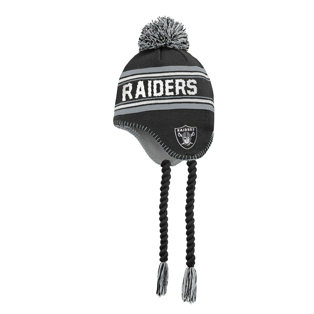 Las Vegas Raiders Outerstuff Youth Jacquard Tassel Knit Hat with Pom - Black on sale