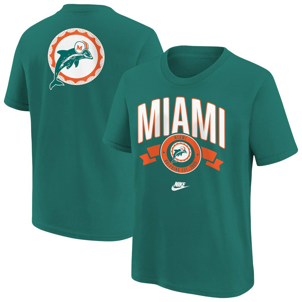 Miami Dolphins Youth Rewind Front & Back Essential T-Shirt - Aqua | Nike on sale