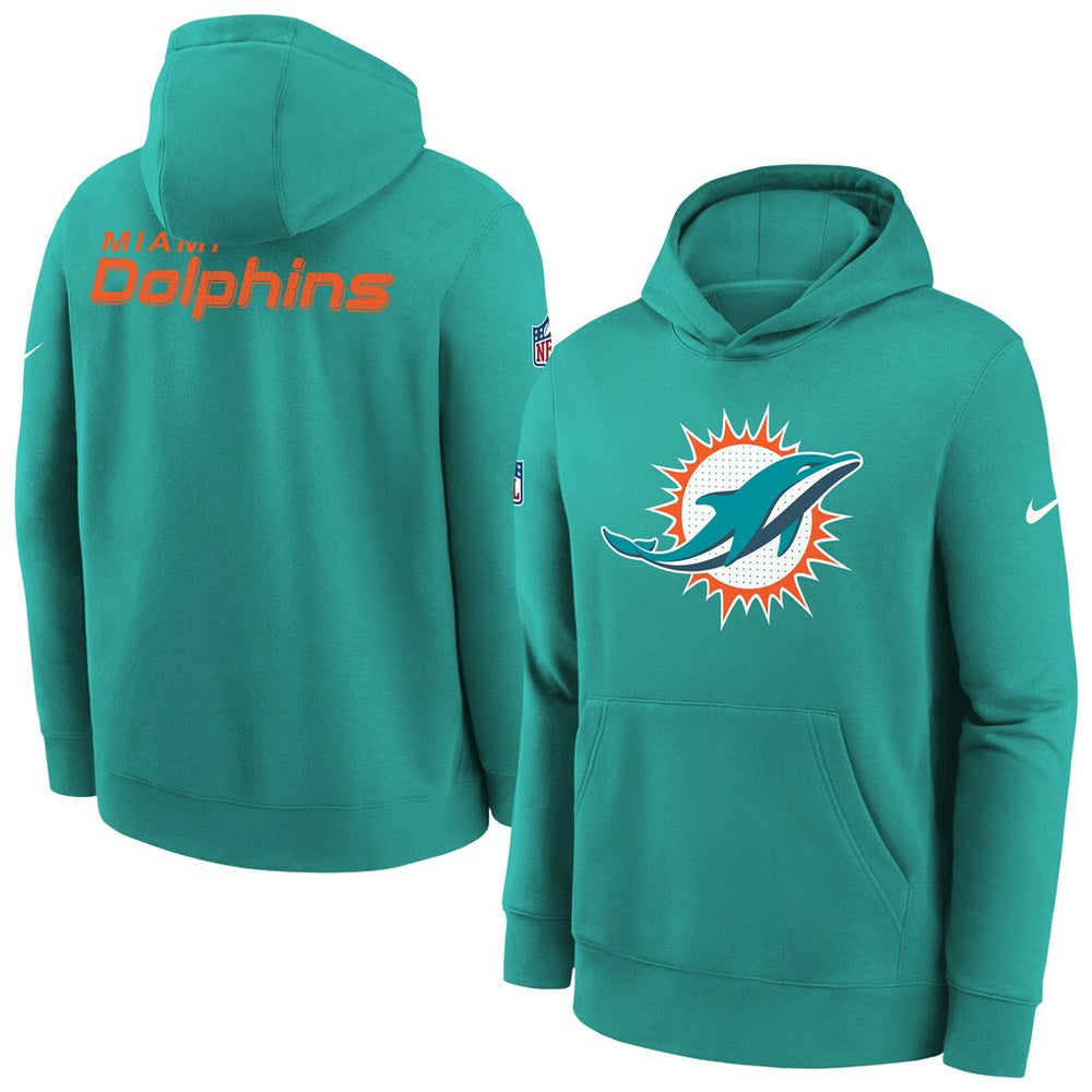 Miami Dolphins Youth Sideline Club Fleece Hoodie - Aqua | Nike for sale