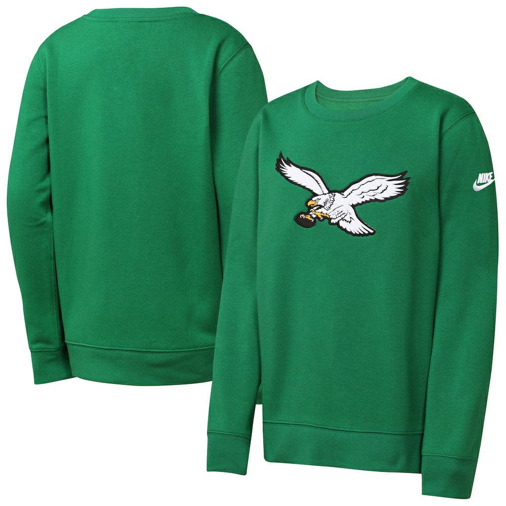 Philadelphia Eagles Youth Rewind Essential Pullover Crewneck Sweatshirt - Kelly Green | Nike sale