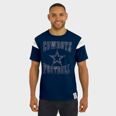 Dallas Cowboys Darius Rucker Collection Distressed Throwback Shoulder Stripe T-Shirt - Navy for sale