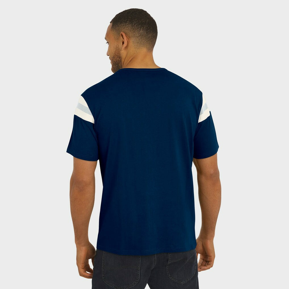 Dallas Cowboys Darius Rucker Collection Distressed Throwback Shoulder Stripe T-Shirt - Navy for sale