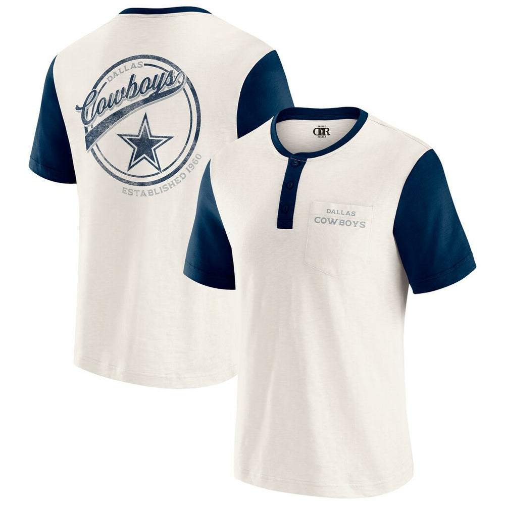 Dallas Cowboys Darius Rucker Collection Henley Colorblock Slub Pocket T-Shirt - Cream online
