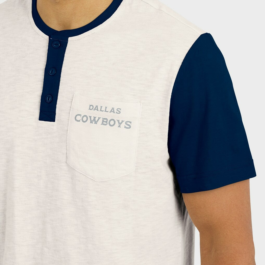 Dallas Cowboys Darius Rucker Collection Henley Colorblock Slub Pocket T-Shirt - Cream online