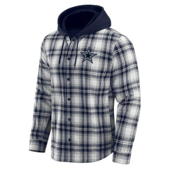 Dallas Cowboys Darius Rucker Collection Plaid Flannel Quilted Full-Snap Hooded Shacket - Navy sale