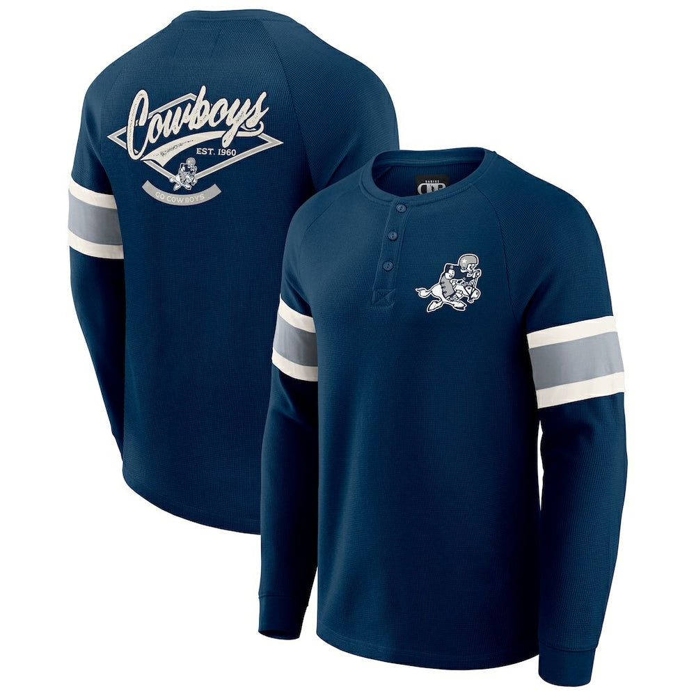 Dallas Cowboys Darius Rucker Collection Waffle-Knit Raglan Long Sleeve Henley T-Shirt - Navy outlet