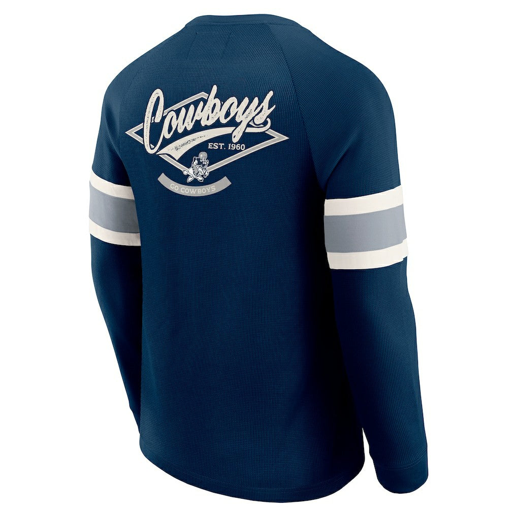 Dallas Cowboys Darius Rucker Collection Waffle-Knit Raglan Long Sleeve Henley T-Shirt - Navy outlet