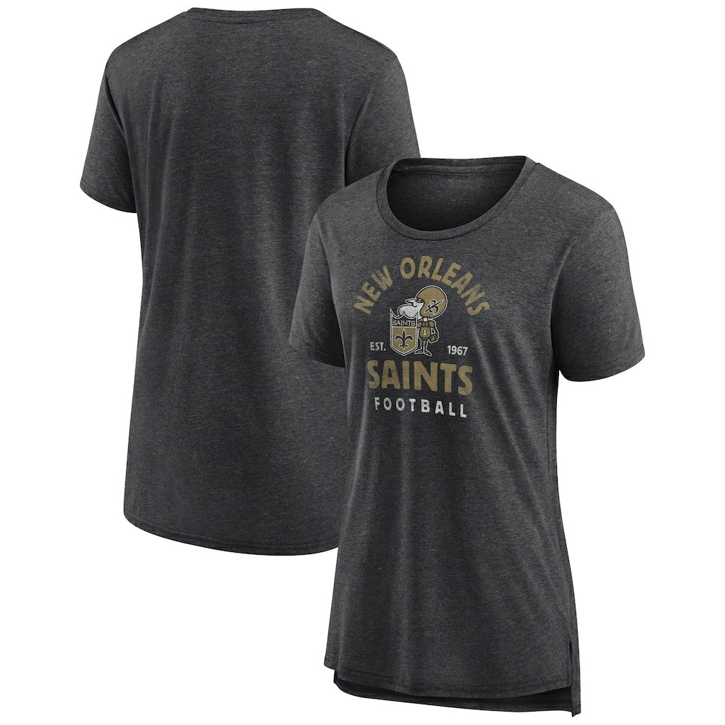 New Orleans Saints Women's Vintage Arch Tri-Blend T-Shirt - Charcoal sale