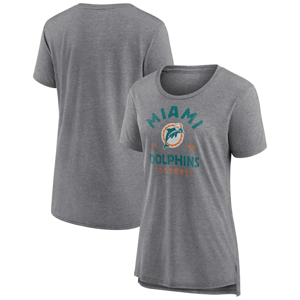 Miami Dolphins Women's Vintage Arch Tri-Blend T-Shirt - Gray sale