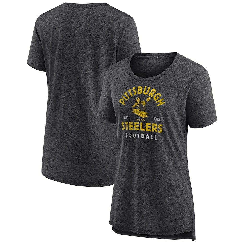 Pittsburgh Steelers Women's Vintage Arch Tri-Blend T-Shirt - Charcoal online