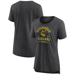 Pittsburgh Steelers Women's Vintage Arch Tri-Blend T-Shirt - Charcoal online