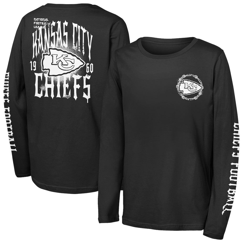 Kansas City Chiefs Outerstuff Youth Rumble Long Sleeve T-Shirt - Black sale