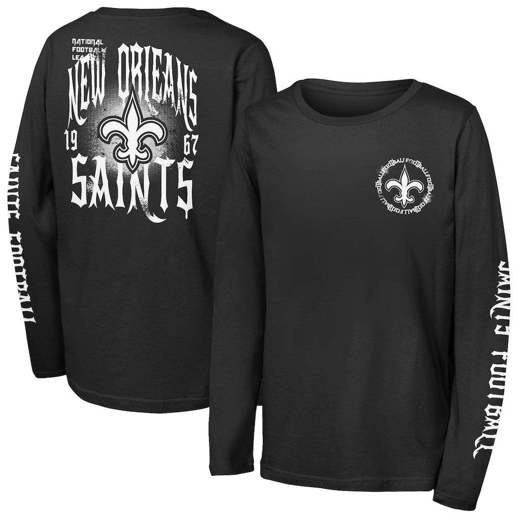 New Orleans Saints Outerstuff Youth Rumble Long Sleeve T-Shirt - Black discount