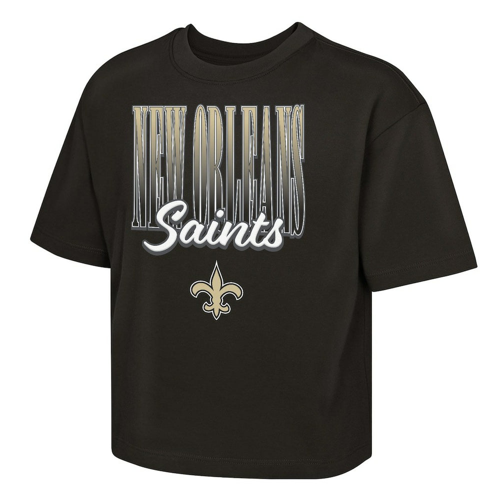 New Orleans Saints Outerstuff Girls Youth Big City Boxy T-Shirt - Black sale
