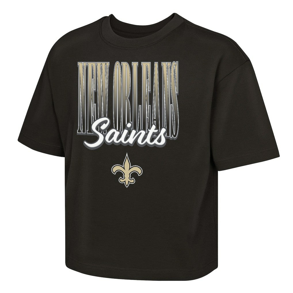 New Orleans Saints Outerstuff Girls Youth Big City Boxy T-Shirt - Black sale
