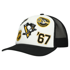 Pittsburgh Penguins Mitchell & Ness Gridlock Trucker Adjustable Hat White/Black