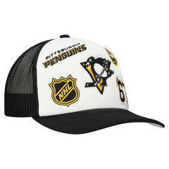 Pittsburgh Penguins Mitchell & Ness Gridlock Trucker Adjustable Hat White/Black
